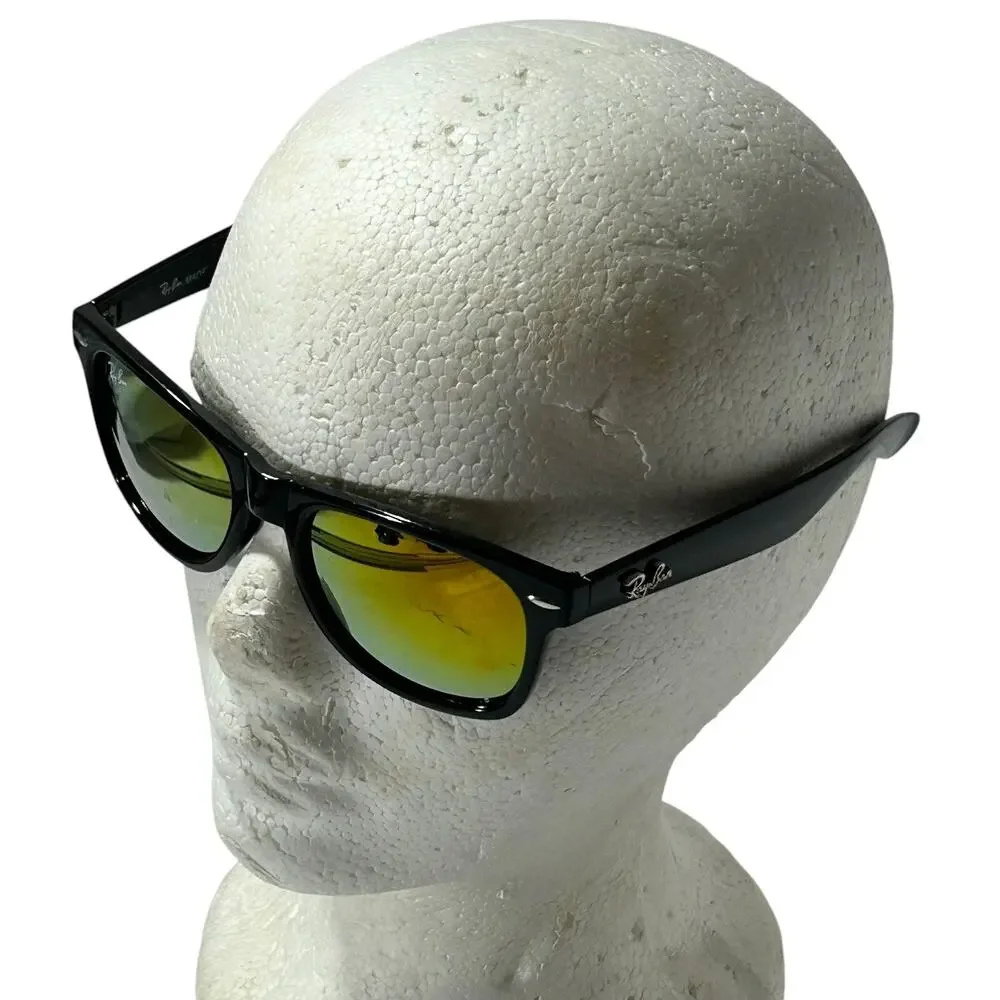 Ray-Ban RB2132 New Wayfarer Classic Sunglasses Black Frame Gold Mirrored Lens